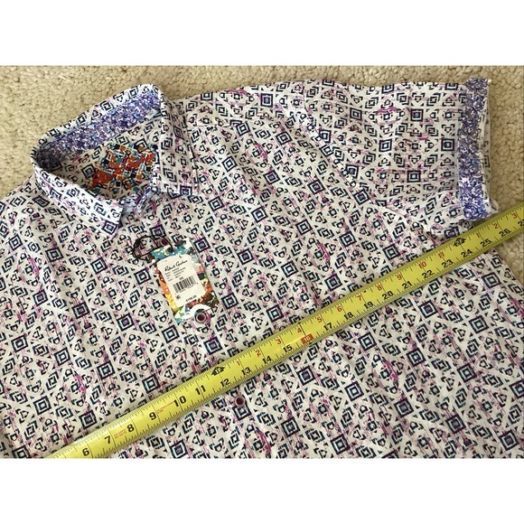 Robert Graham Men's Vorsen Short Sleeve Linen Blend Shirt Size XXL Ivory NWT